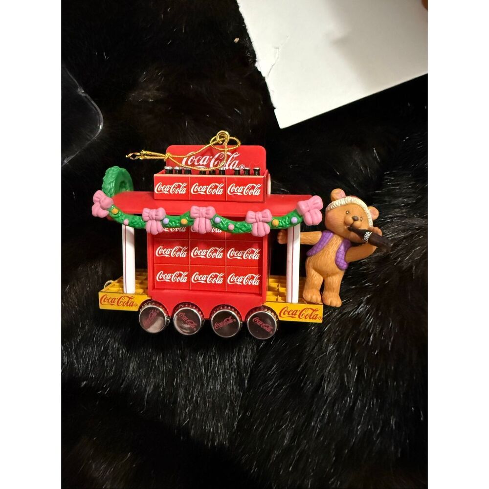 ENESCO Treasury Coca Cola Bear Ornament, 1996 Coca Cola Train Collectors Club